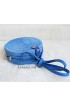 coloring rattan circle sling leather bags blue color
